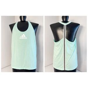 Adidas Climalite Racerback Tank Top Womens M Green Elastic Strap Stretch Athlete